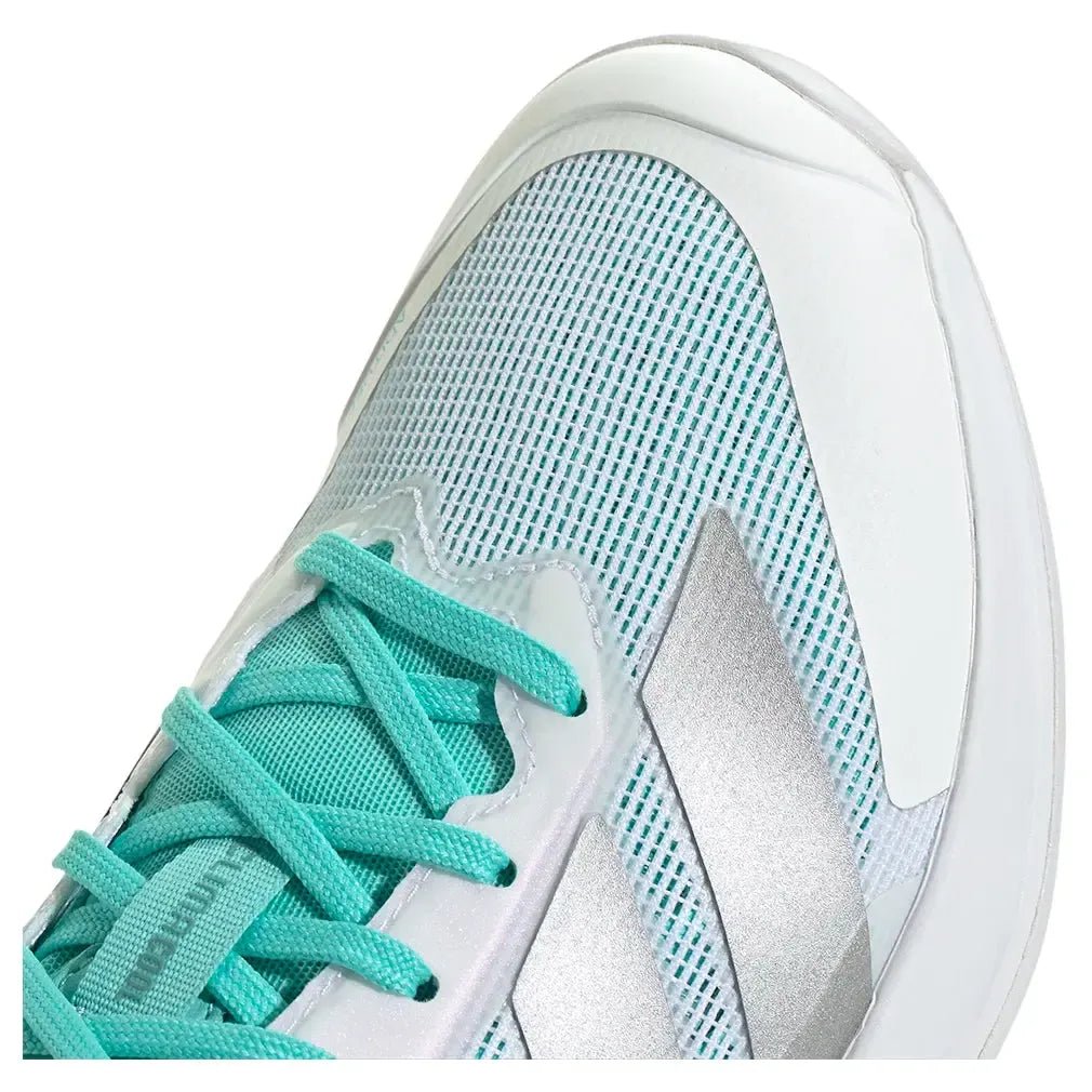 Women's adizero Ubersonic 5 Tennis Shoes Footwear White and Silver MetallicTienda Tennis
