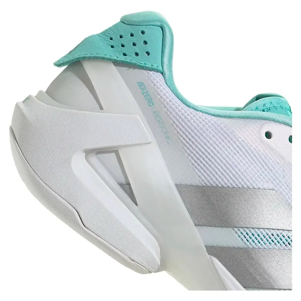 Women's adizero Ubersonic 5 Tennis Shoes Footwear White and Silver MetallicTienda Tennis