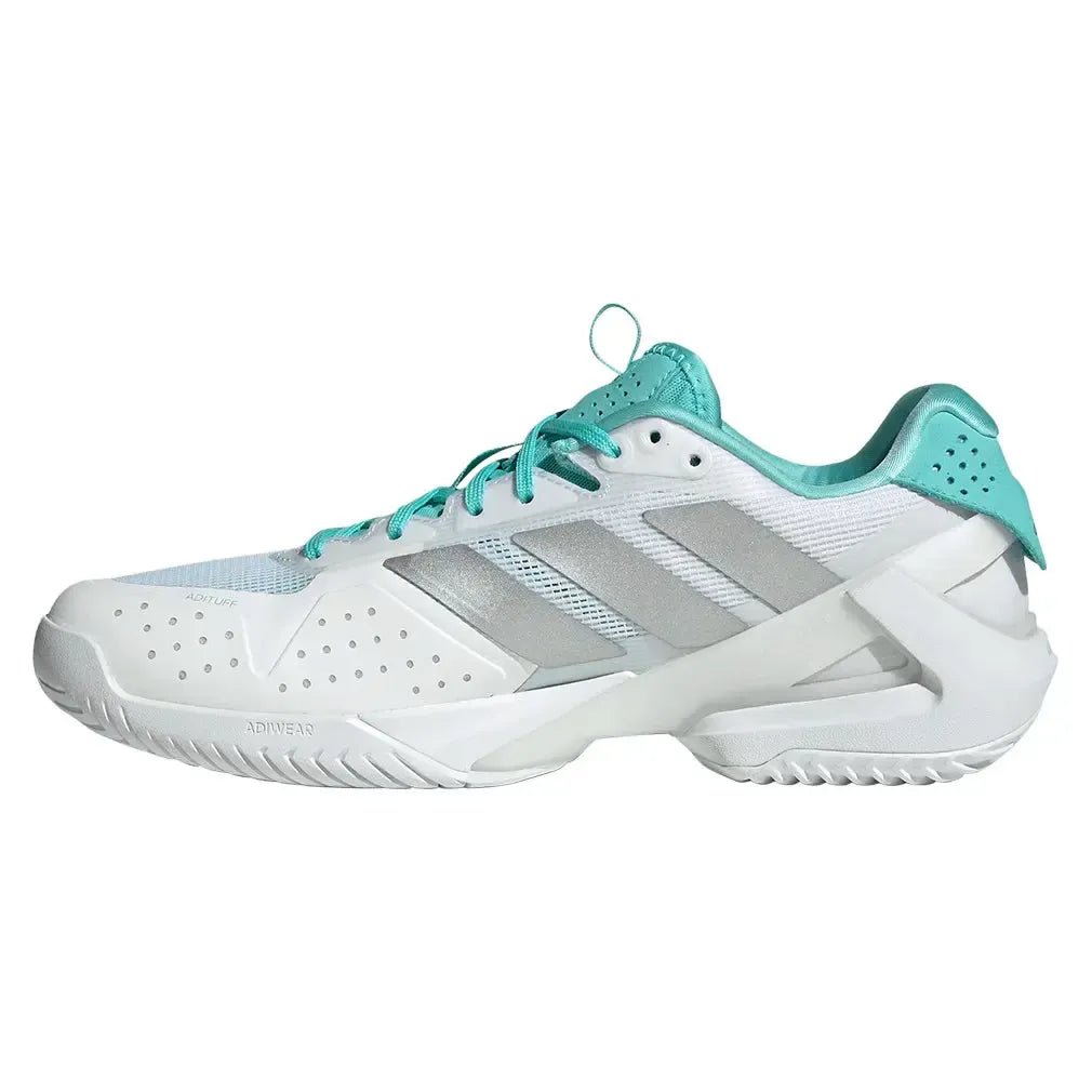 Women's adizero Ubersonic 5 Tennis Shoes Footwear White and Silver MetallicTienda Tennis
