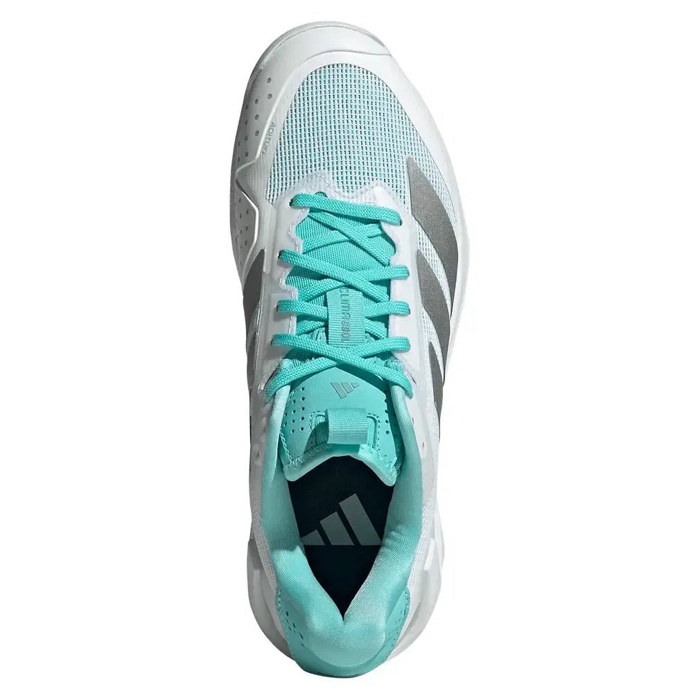 Women's adizero Ubersonic 5 Tennis Shoes Footwear White and Silver MetallicTienda Tennis