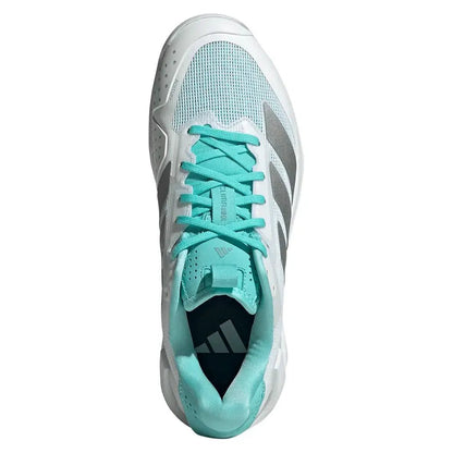 Women's adizero Ubersonic 5 Tennis Shoes Footwear White and Silver MetallicTienda Tennis