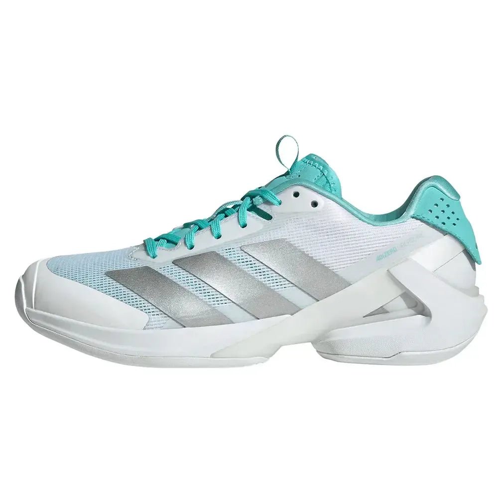 Women's adizero Ubersonic 5 Tennis Shoes Footwear White and Silver MetallicTienda Tennis