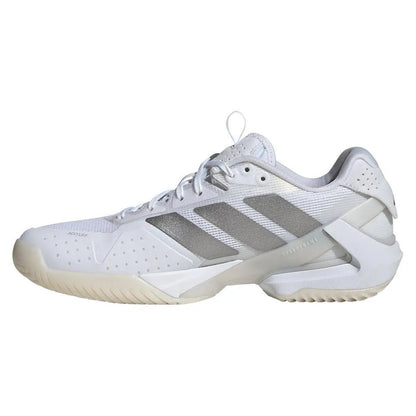Women's Adizero Ubersonic 5 Tennis Shoes White and Silver MetallicTienda Tennis