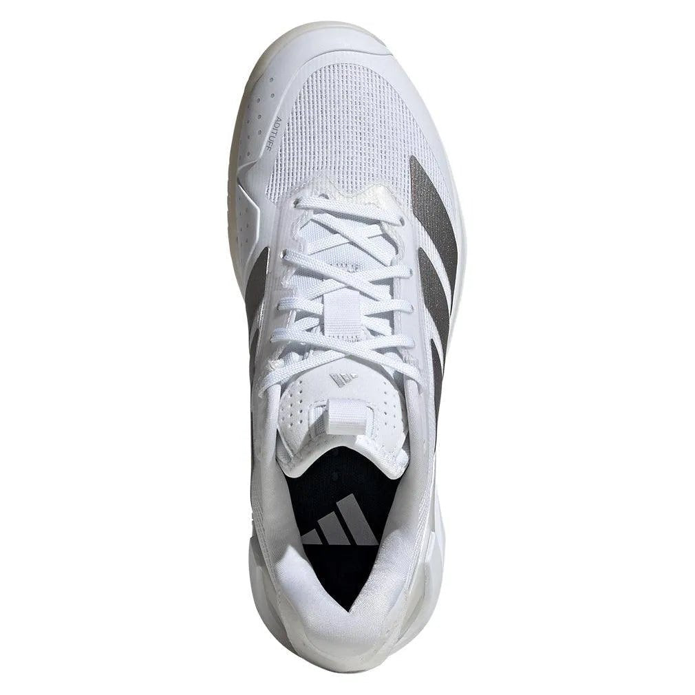 Women's Adizero Ubersonic 5 Tennis Shoes White and Silver MetallicTienda Tennis