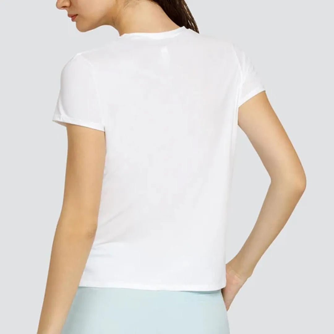 Women's Bijou Short Sleeve Tennis Top White with LogoTienda Tennis