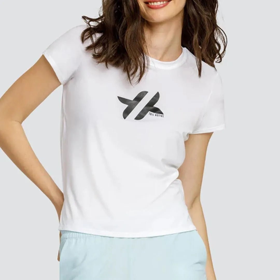 Women's Bijou Short Sleeve Tennis Top White with LogoTienda Tennis