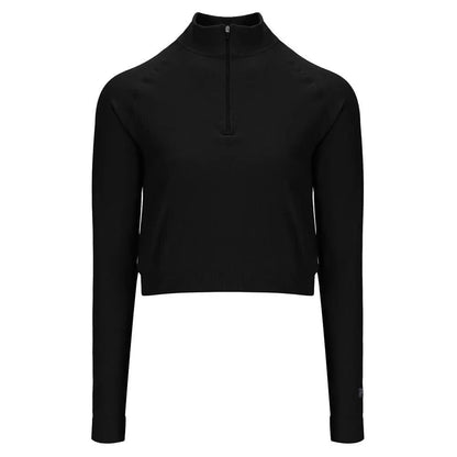 Womens Break Point Seamless Quarter Zip Tennis Top BlackTienda Tennis