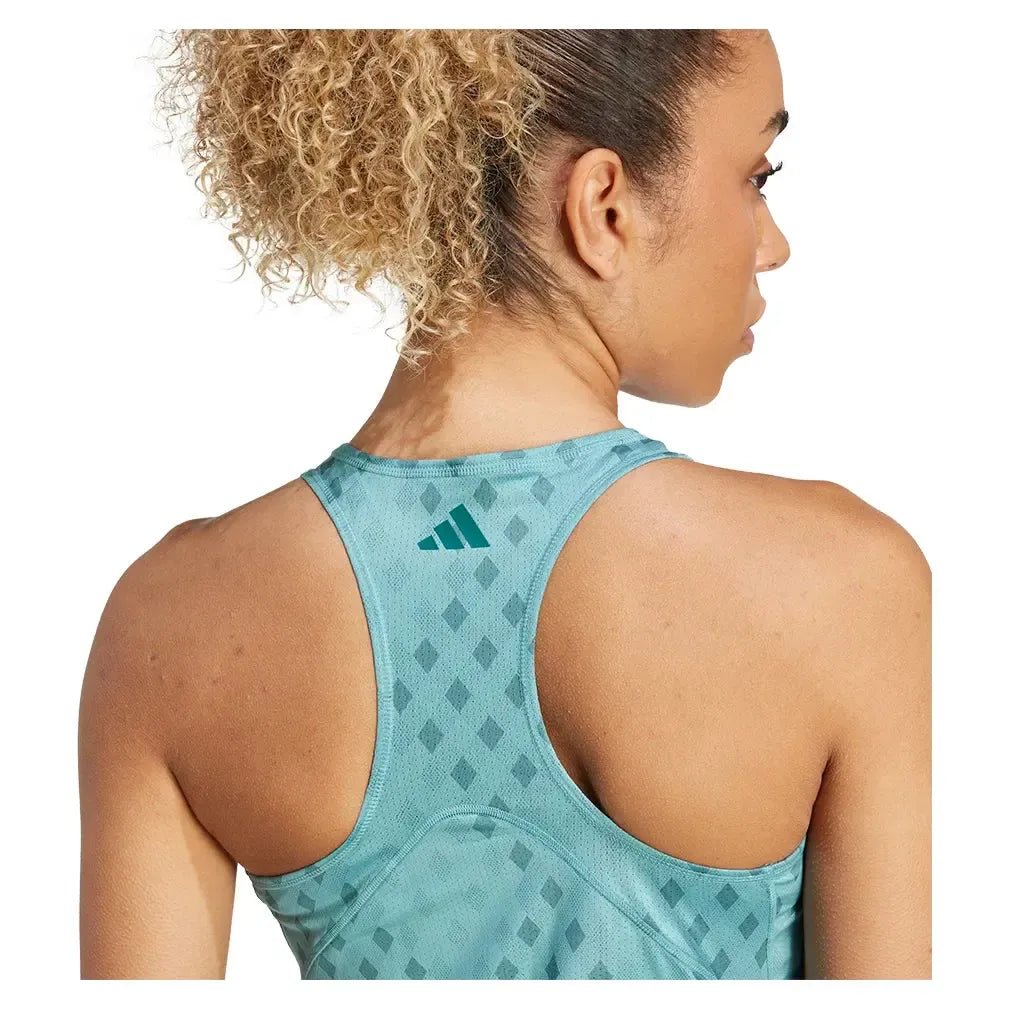Women's Club Graphic Tennis Tank Powder Teal and Preloved TealTienda Tennis