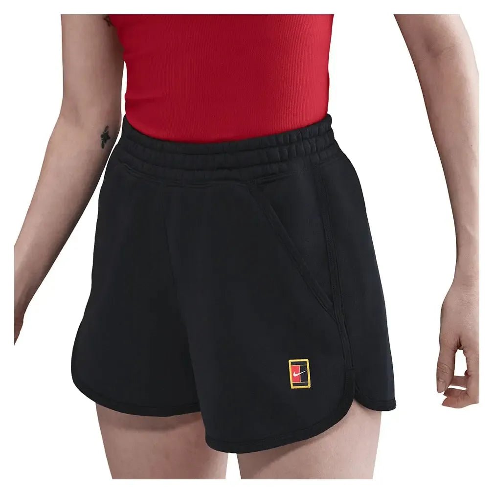 Women's Court Heritage Mid - Rise Fleece Tennis Shorts BlackTienda Tennis