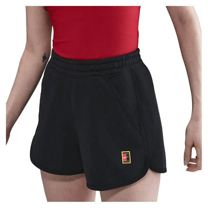 Women's Court Heritage Mid - Rise Fleece Tennis Shorts BlackTienda Tennis