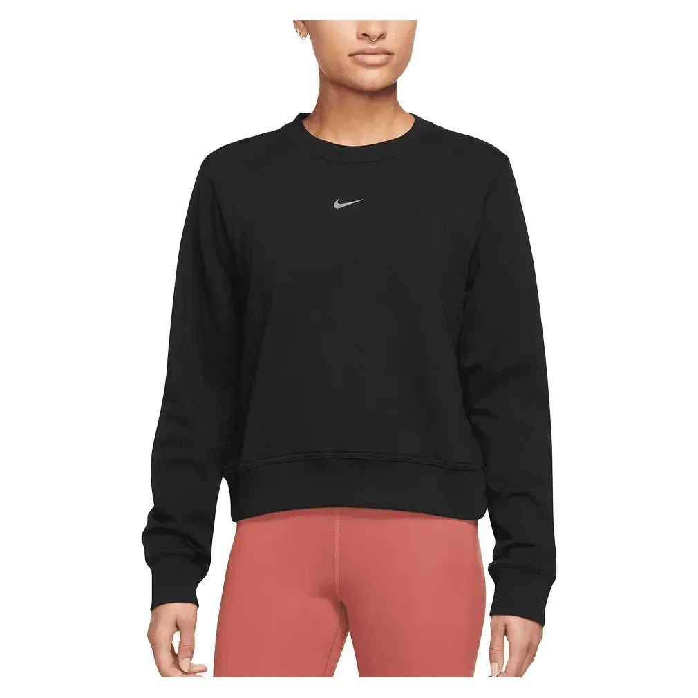 Women's Dri - Fit One Crew - Neck French Terry Sweatshirt Black and Silver CheckTienda Tennis