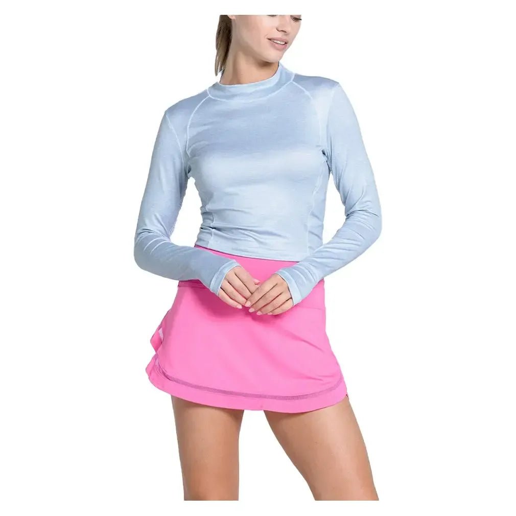 Women's Mock Neck Hip Fit Long Sleeve Tennis Top Heather GreyTienda Tennis