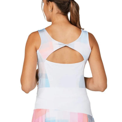 Womens Shades of Pink 22 Inch Tennis Tank White and Shades of PinkTienda Tennis