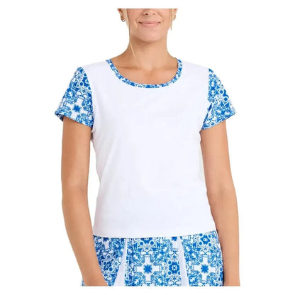 Women's Short Sleeve Tennis Top White and Sandra TilesTienda Tennis