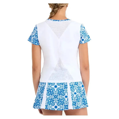 Women's Short Sleeve Tennis Top White and Sandra TilesTienda Tennis