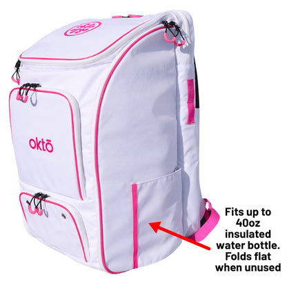 Oktō Pro Elite Paddle Sports Backpack | White & Pink