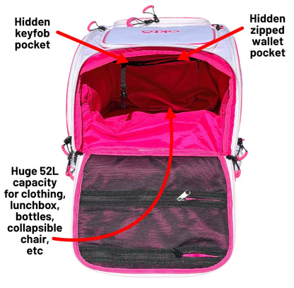 Oktō Pro Elite Paddle Sports Backpack | White & Pink