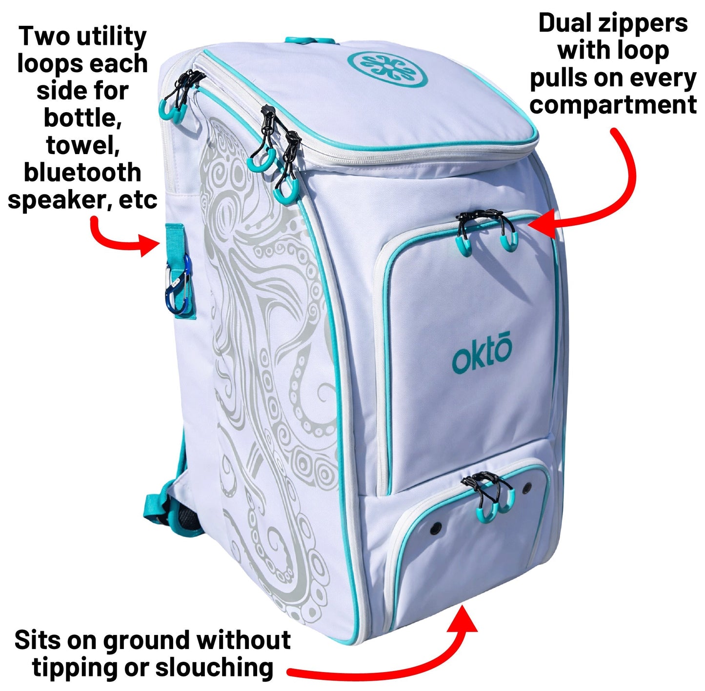 Oktō Pro Elite Paddle Sports Backpack | White & Teal