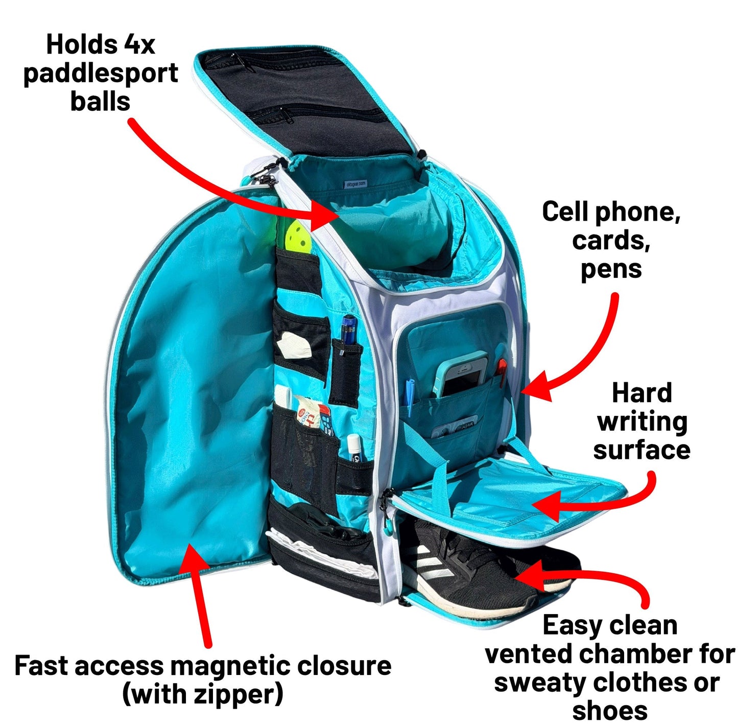 Oktō Pro Elite Paddle Sports Backpack | White & Teal