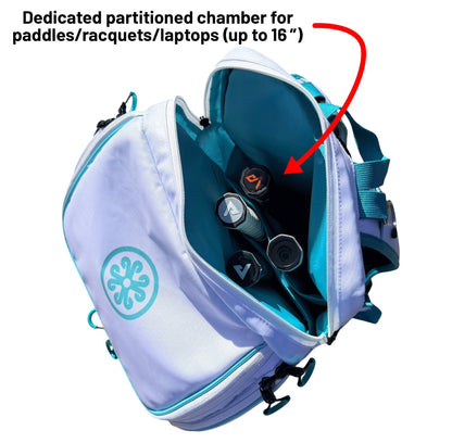 Oktō Pro Elite Paddle Sports Backpack | White & Teal