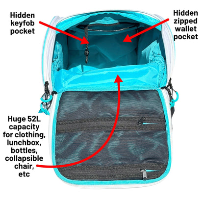 Oktō Pro Elite Paddle Sports Backpack | White & Teal